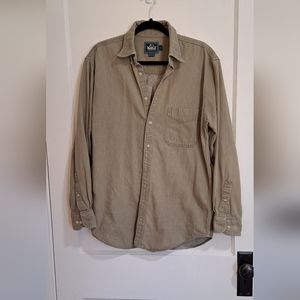 Khaki Green Vintage Woolrich Casual Long Sleeve Button-Up Shirt
